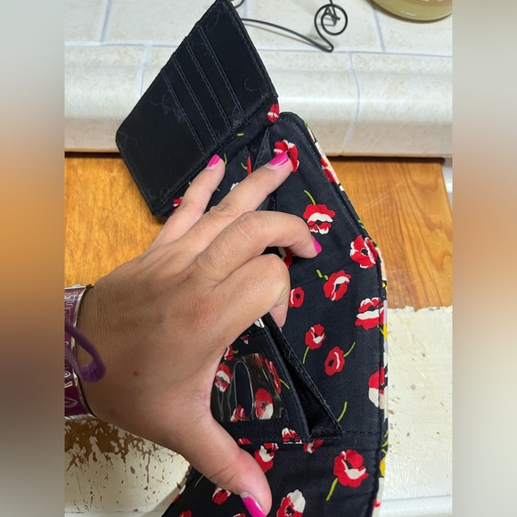 Vera Bradley Floral Wallet - Black, Red, Green - Picture 7 of 8